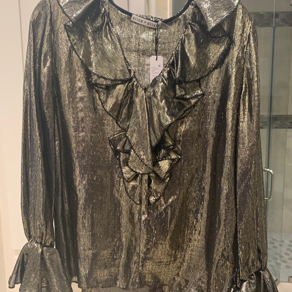 Alice & Olivia Metallic Blouse